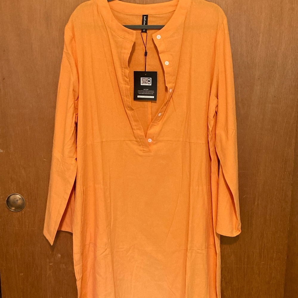 New with tags linen dress orange never worn